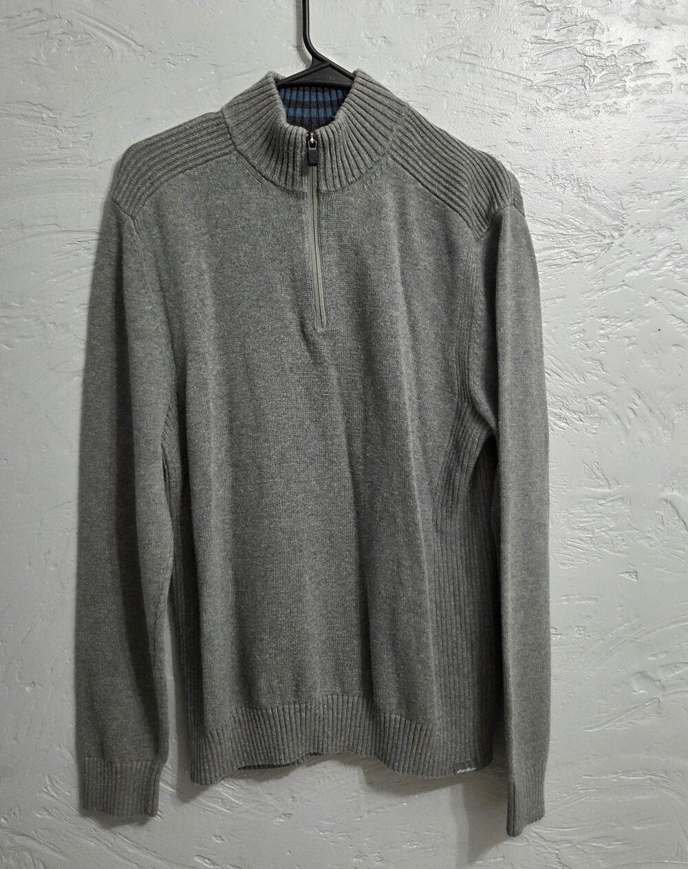 Eddie Bauer Men's Grey 1/4 Zip Up Sweater Size Medium